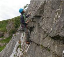 Paula climbing Croglin Vampire at Cumrew crag © Ron Kenyon Paula climbing Croglin Vampire at Cumrew crag © Ron Kenyon